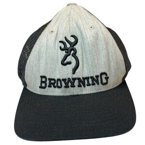 Browning Men’s  flexfit fitted gray / black cap - size Large/XL